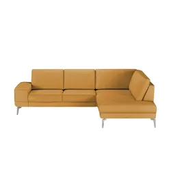 meinSofa Ecksofa aus Leder Dana , orange , Maße (cm): B: 269 H: 86 T: 222