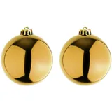 Mojawo 2 Stück XXXL Weihnachtsbaumkugeln Dekokugel Christbaumkugel Gold Ø 25cm