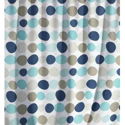 KS Handel 24 Textil Duschvorhang Punkte Blau Beige 240x180 cm, inkl. Duschvorhangringe inkl. Beschwerung