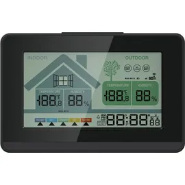 Miraval Funk-Wetterstation mit Lüftungsempfehlung 1x Sensor LCD Farb Display Funk-Wetterstation mit Datumsanzeige Digital Schwarz Funkuhr Alarm Snooze