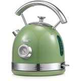 Wiltal Wasserkocher Retro, Edelstahl Design-Wasserkocher aus Elektrischer, Toaster Wasserkocher set Retro, 2200 W, 1,8 Liter, Ideal für Tee, Kaffee, Babynahrung, BPA frei. Grün...