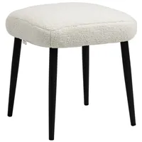 Homcom Fußhocker mit Kaschmir-Optik Stahlbeine Cremeweiß 42 x 42 x 47 cm