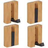 Relaxdays Garderobenhaken Set klappbar Bambus Natur