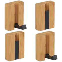 Relaxdays Garderobenhaken Set klappbar Bambus Natur