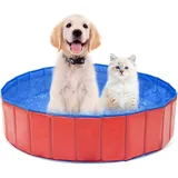 Hundepool, Hundepool für Kleine Hunde, Faltbar Hundepool, 60x20 cm Hunde Planschbecken, Planschbecken für Haustiere, PVC Hunde Pool, Katzenpool, Dog Sprinkler Pad, mit Rutschfestem Boden Ablassventil