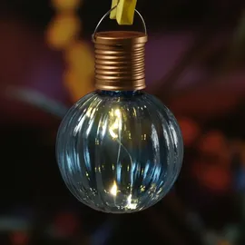 MARELIDA LED Solar Glühbirne Kugelleuchte - 4 warmweiße LED Drahtlichterkette - H:...
