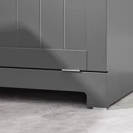 SoBuy Badezimmerschrank mit Wäschekorb Badschrank mit 2 Wäschesäcken, 2 Schubladen Stabiler Wäscheschrank für Waschküche Wohnung Badmöbel BZR... - Grau