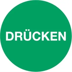 Aufkleber Piktogramm Drücken, Folie, Ø 100 mm