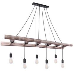 Vintage Pendel Decken Lampe DIMMBAR Fernbedienung Holz Leiter Leuchte im Set inkl. RGB LED Leuchtmittel