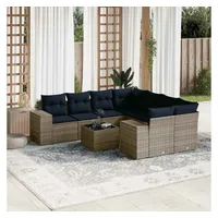 vidaXL Gartensofa-Set 9-tlg. grau Polyrattan