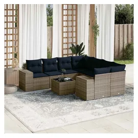 vidaXL Gartensofa-Set 9-tlg. grau Polyrattan