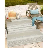 The CarPET Calgary - Outdoor Teppich Wetterfest für Balkon & Terrasse, Robuster Flachgewebe Teppich für Garten, Pflegeleicht In- & Outdoor, Boho Vintage Design, Beige, 140 x 200 cm