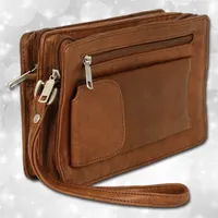 Drachenleder Handgelenktasche tan braun Herren Leder 20x12x7 D4OTJ512C Handgelenktasche