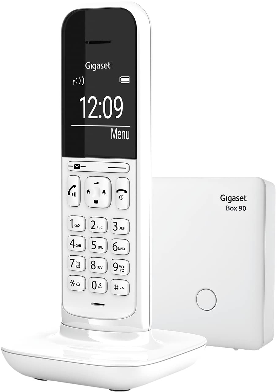 Gigaset CL390 - schnurloses Design DECT-Telefon - Freisprechfunktion - 2 Akustik-Profile, großem Grafik Display, leichte Bedienung mit intuitiver Menüführung,inkl Basisstation Box 90, lucent white