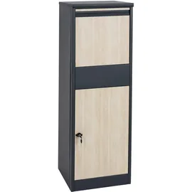 MCW Paketkasten Größe XL verzinkt anthrazit, Holzoptik hell