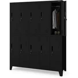 Jan Nowak Metallschrank 10 Fächer Metall 172 cm x 136 cm x 45 cm Schwarz