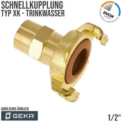 1/2 - 13 mm GEKA plus Schnell Kupplung XK Trinkwasser Schlauch Messing DVGW - P..."