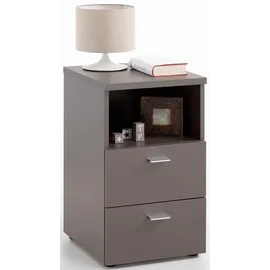 FMD Nachtschrank mit 2 Schubladen und offenem Regal Lavagrau