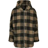 URBAN CLASSICS Hooded Oversized Check Sherpa Big Jacke Beige / Black 4XL