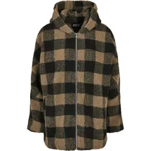 URBAN CLASSICS Hooded Oversized Check Sherpa Big Jacke Beige / Black 4XL