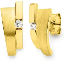 Paar Ohrstecker BRUNO BANANI "Schmuck Geschenk Silber 925 Ohrschmuck Ohrringe Glitzerstein", gold (gelbgoldfarben, kristallweiß, kristallweiß), Ohrringe, Damen, Silber 925 (Sterlingsilber), Creolen Ohrring Ohrschmuck Ohrstecker, mit Zirkonia (synth.)