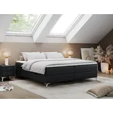 MKS Meble Boxspringbett ohne Kopfteil mit Bettkasten, Bett niedriges Kopfteil, Polsterbett ohne Kopfteil - LESS - 140x200cm - Schwarz - H4 - Schwarz