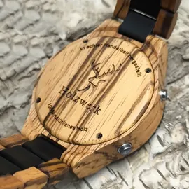 Holzwerk Germany Holzwerk HALLSTADT Designer Digital Analog Uhr mit Datum, schwarz,