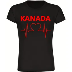 multifanshop Damen T-Shirt - Kanada - Herzschlag - Druck rot - Frauen