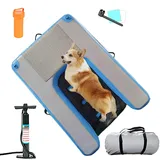 ERRULAN Hunderampe Aufblasbare Hunde Aufblasbare Hunde Wasserrampe, Hundeboot Schwimmende Rutschfestes Eva für Kleine/mittelgroße/große Hunde, Pannensichere Aufblasbare Treppe Hunde(Blue)