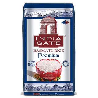 INDIA GATE Premium Basmati Reis – Feiner, aromatischer Langkornreis aus Indien, feines Langkorn (1 x 500 g)