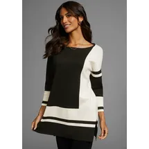 LAURA SCOTT Longpullover mit geometrischem Jacquardmuster Gr. 38,