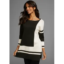 LAURA SCOTT Longpullover mit geometrischem Jacquardmuster Gr. 38,