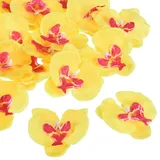 PATIKIL 20Pack 3.5" Künstliche Orchidee Blumenköpfe Seide Phalaenopsis Falsche Schmetterling Orchidee Köpfe für Hochzeit Blumenstrauß Dekor Heimwerker Herstellung Gelb