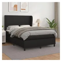 vidaXL Boxspringbett mit Matratze Schwarz 140x200 cm Kunstleder
