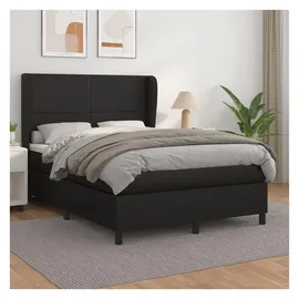 vidaXL Boxspringbett mit Matratze Schwarz 140x200 cm Kunstleder