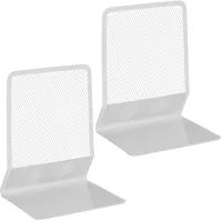 Relaxdays Buchstütze Metall 13,5x10,5 cm Weiß 2 St.