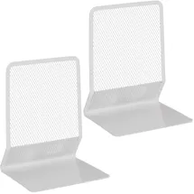 Relaxdays Buchstütze Metall 13,5x10,5 cm Weiß 2 St.