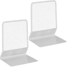 Relaxdays Buchstütze Metall 13,5x10,5 cm Weiß 2 St.
