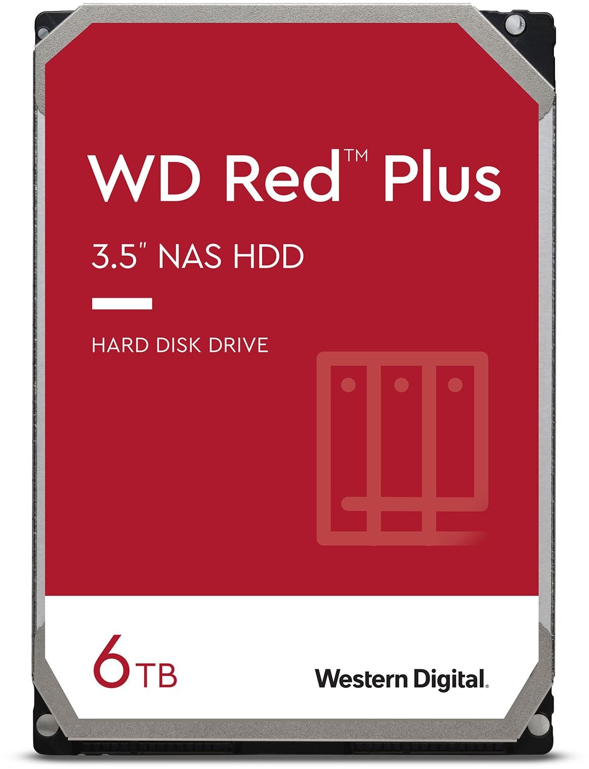 WD Red Plus interne Festplatte NAS 6 TB (3,5'', Datenübertragung bis 185 MB/s, Workload 180 TB/Jahr, 5.640 U/min, 128 MB Cache, 8 Bays) Rot