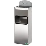 Proregal Robuster Wandascher mit Abfallsammler Hinweisschild 4 Liter, HxBxT 58 x 20 x 12,5 cm Edelstahl
