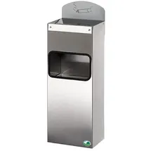 Proregal Robuster Wandascher mit Abfallsammler Hinweisschild 4 Liter, HxBxT 58 x 20 x 12,5 cm Edelstahl