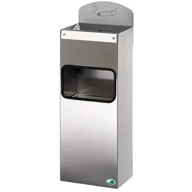 Proregal Robuster Wandascher mit Abfallsammler Hinweisschild 4 Liter, HxBxT 58 x 20 x 12,5 cm Edelstahl