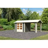 Woodfeeling Karibu Gartenhaus Theres 3 mit Dachausbauelement,terragrau,2,4 x 244 cm- terragrau 50% Aktions-Rabatt auf Dacheindeckung & gratis Gartenhaus-Pflegebox