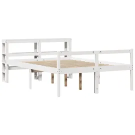 vidaXL Bett Seniorenbett mit Kopfteil ohne Matratze Weiß 140x200 cm