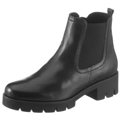 Chelseaboots GABOR, Damen, Gr. 38,5, schwarz, Kalbsleder, unifarben, klassisch, Schuhe, mit angesagter Profilsohle