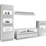 Home Affaire Wohnwand HOME AFFAIRE "Carat", weiß (weiß, weiß hochglanz), B:302cm, Kastenmöbel-Sets, Wohnwand, wird jeweils mit zwei Leisten angeliefert, 1 x grau, 1 x weiss