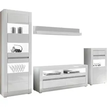 Home Affaire Wohnwand HOME AFFAIRE "Carat", weiß (weiß, weiß hochglanz), B:302cm, Kastenmöbel-Sets, Wohnwand, wird jeweils mit zwei Leisten angeliefert, 1 x grau, 1 x weiss