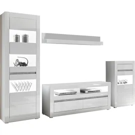 Home Affaire Wohnwand HOME AFFAIRE "Carat", weiß (weiß, weiß hochglanz), B:302cm, Kastenmöbel-Sets, Wohnwand, wird jeweils mit zwei Leisten angeliefert, 1 x grau, 1 x weiss