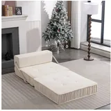 OKWISH Sofa Modulares Klappsofa, Futon-Schlafsessel,abnehmbares Rückenkissen für Wohnzimmer 1 Teile weiß