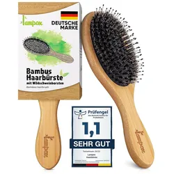 Bambus Haarbürste mit Wildschweinborsten, Entwirrbürste 1 St